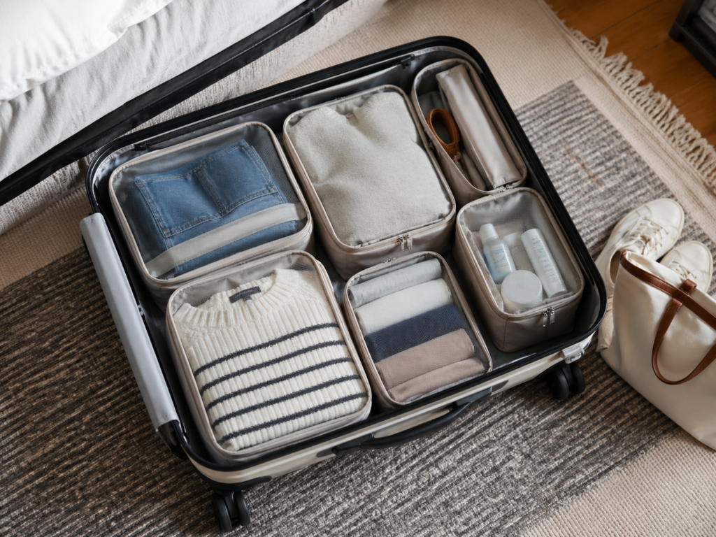 best packing cubes for travel in open suitcase