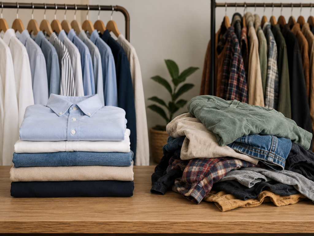 Perbandingan baju baru dan baju bundle sebelum membeli pakaian